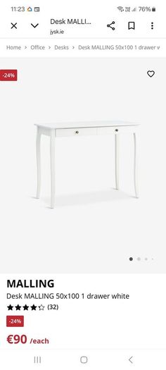 Pretty white desk from Jysk