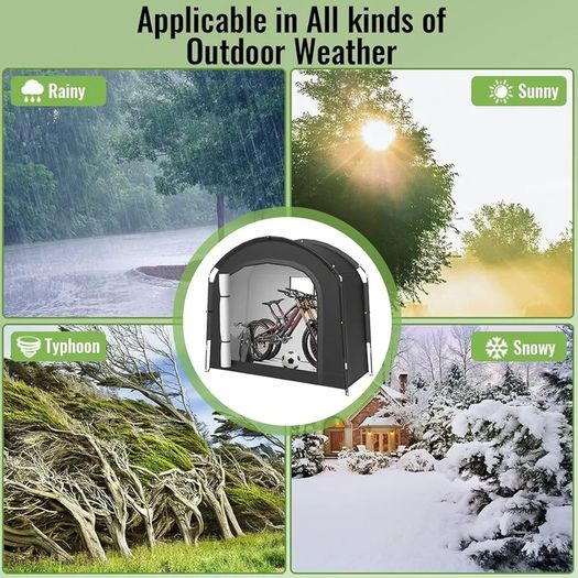 Bike Shed, Bike Storage Outdoor Waterproof Storage Tent, Portable Garden Garage Shelter for 2 Bicycles, Motorcycle, Tools, Toys & Lawn Mower