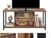 TV cabinet, TV table, TV shelf, lowboard with open compartments, living room, 110 x 40 x 50 cm, industrial design, vintage, dark brown