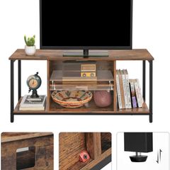 TV cabinet, TV table, TV shelf, lowboard with open compartments, living room, 110 x 40 x 50 cm, industrial design, vintage, dark brown