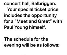 Paul Young Meet and Greet Tickets x 3