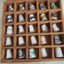 Lovely Thimble Display Case With 25 Thimbles House Wooden Unique 17 of them Irish . Image 5