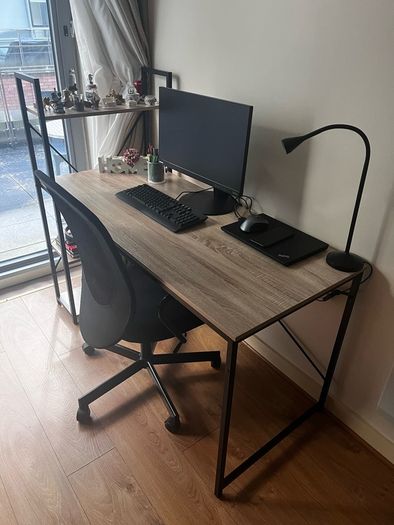 Home office desk + office chair + desk lamp