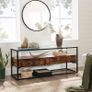 TV Stand for TVs up to 55 inches, TV Shelf, TV Stand, Lowboard, Glass Table, 2 Drawers, Living Room, Bedroom, Tempered Glass, Industrial Design, Vintage Brown/Black Image 3