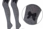 WOMEN'S cotton thigh highs with a BOW
