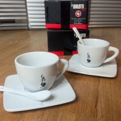Bialetti 6oz Coffee Cups and Saucers, Set of 2