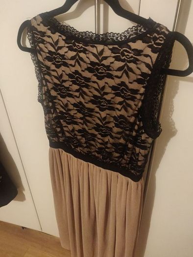 Boohoo Black and Nude Lace Dress