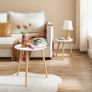 Nesting Side Table, Round End Table, Set of 2, Scandinavian Minimalist Coffee Table with Solid Pine Wood Legs, White and Natural (FREE SHIPPING) Image 3