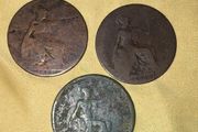 Three Great Britain Pre-Decimal Penny Coins (1897, 1902, 1929)