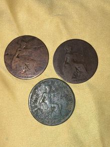 Three Great Britain Pre-Decimal Penny Coins (1897, 1902, 1929)