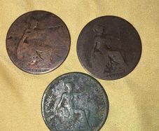 Three Great Britain Pre-Decimal Penny Coins (1897, 1902, 1929)