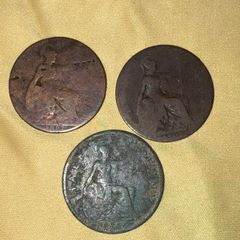 Three Great Britain Pre-Decimal Penny Coins (1897, 1902, 1929)