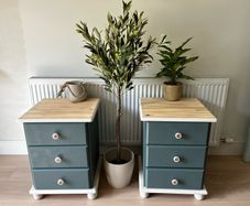 Upcycled Solid Wood Bedside Locker Pair Modern Rustic Finish