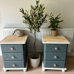Upcycled Solid Wood Bedside Locker Pair Modern Rustic Finish