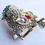 Vintage Tiny Colorful Bird Brooch, Small Gold Bird Pin, Little Crystal Rhinestone Brooch Image 6