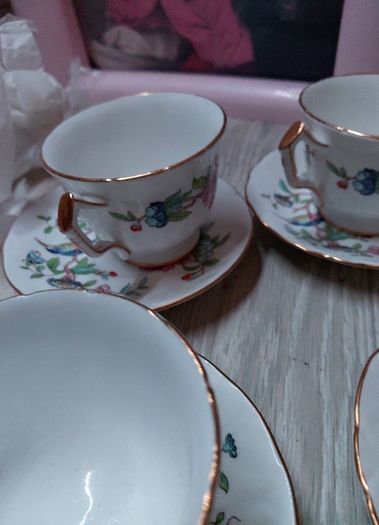 Vintage Aynsley 'Pembroke' Bone China Tea Set - 6 Cups & 6 Saucers - Made in England".