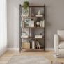 Modern 5 Tier Bookcase White or Vintage Brown Book Shelf Display Storage Unit with Metal Frame Image 7