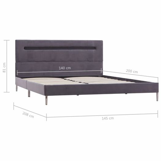 Bed Frame with LED Grey Fabric 135x190 cm