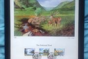 1991 England National Trust Lithograph Limited Edition Print with Stamp Set framed in Black Album