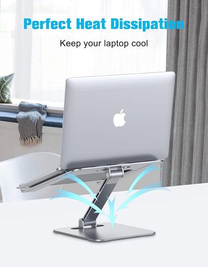 Laptop Stand, Ergonomic Foldable Computer Stand with Adjustable Height, Ventilated Aluminium Alloy Laptop Riser Desktop Book Stands Compatible with MacBook Air Pro