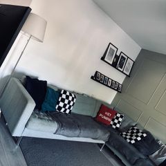 Ikea Landskrona sofa armchair and footstool