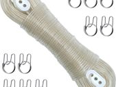 Washing Line Rope 30M, Clothes Steel Core Heavy Duty, Lines, Strong Lines Outdoor Garden for Outside, 30m Aprox 100ft(TRANSPARENT), White (YTH-01)