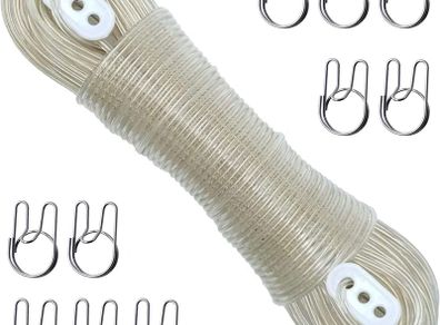 Washing Line Rope 30M, Clothes Steel Core Heavy Duty, Lines, Strong Lines Outdoor Garden for Outside, 30m Aprox 100ft(TRANSPARENT), White (YTH-01)