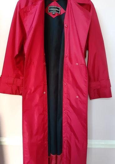 Designer red fully lined warm trench raincoat