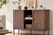 Sideboard Buffet Cabinet Storage with Sliding Door Cupboard, Walnut