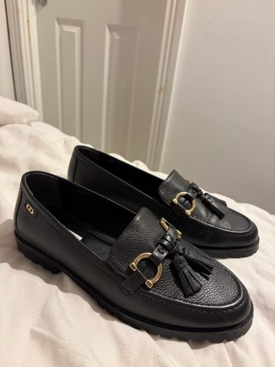 Dune London Black Leather Loafers - Size UK 5