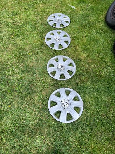 VW POLO ,3 steel rims with good tyres & 4 VW polo hub caps