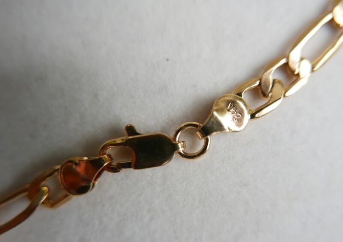 MEN'S 24ct Yellow Gold Plated Figaro Chain Necklace length 19"