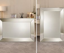 Large contemporary bevelled glass mirror