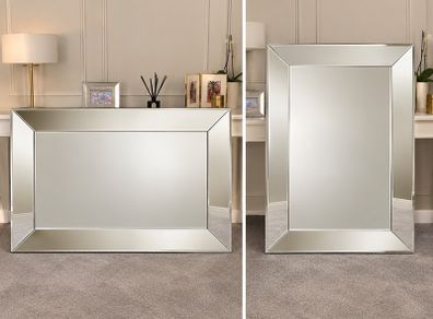 Large contemporary bevelled glass mirror