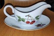 Royal Worcester Evesham porcelain  mint sauce boat &amp; saucer