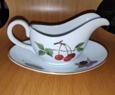 Royal Worcester Evesham porcelain  mint sauce boat & saucer