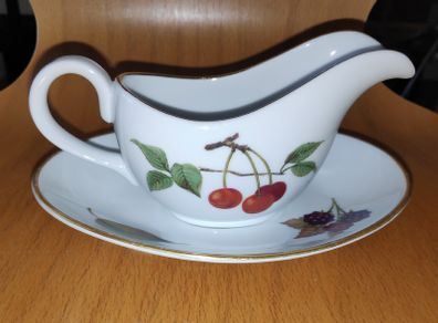 Royal Worcester Evesham porcelain  mint sauce boat & saucer