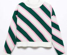 Mango colour block stripy short winter jumper S