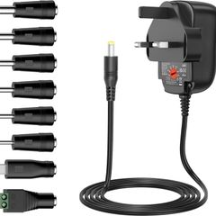 Zolt 12W Universal Power Adapter 3V 4.5V 5V 6V 7.5V 9V 12V Power Supply AC DC Adaptor for Household Electronics, 1000mA Max.