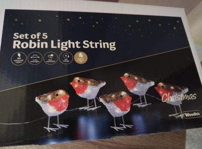 Mains Powered Christmas Robin Lights