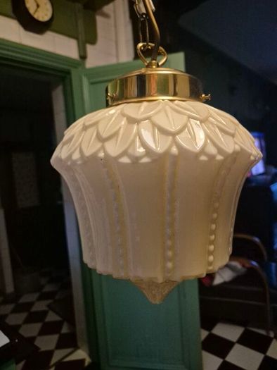Original cream leaf design glass original 1920s Art Deco ceiling light