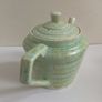 Stunning Art Deco 'Windsor Step' Shaped Teapot by Wade Heath, with a Stunning Rare Mottled Mint Green Glaze, Circa 1930+ Image 4