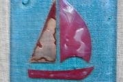 Fused glass coaster/ornament. Home decor, Gift. Coloured glass