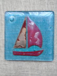 Fused glass coaster/ornament. Home decor, Gift. Coloured glass