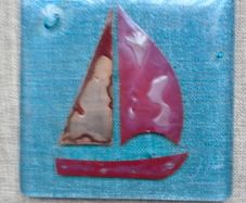Fused glass coaster/ornament. Home decor, Gift. Coloured glass