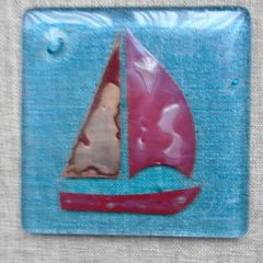 Fused glass coaster/ornament. Home decor, Gift. Coloured glass