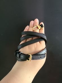 Authentic Louis Vuitton Cross Body Leather Strap in Black and Gold Hardware