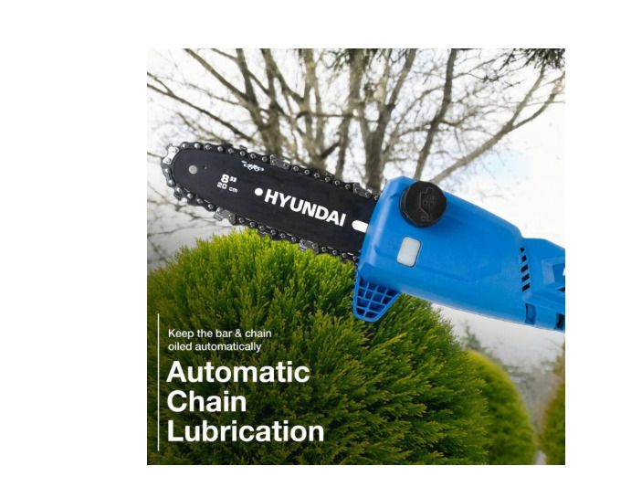 Hyundai 20V Cordless Pole Saw, 2Ah Battery and Charger, Lightweight and Telescopic Chainsaw