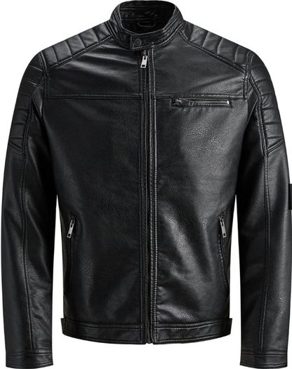 Biker style faux leather jacket