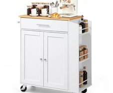 Kitchen Island Cart with Storage Mobile Rolling Storage Island on Swivel Wheels with Drawer